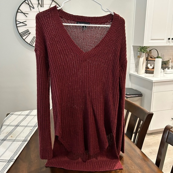 Derek Heart Red Crew Neck Sweater Lightweight Knit - Picture 9 of 9